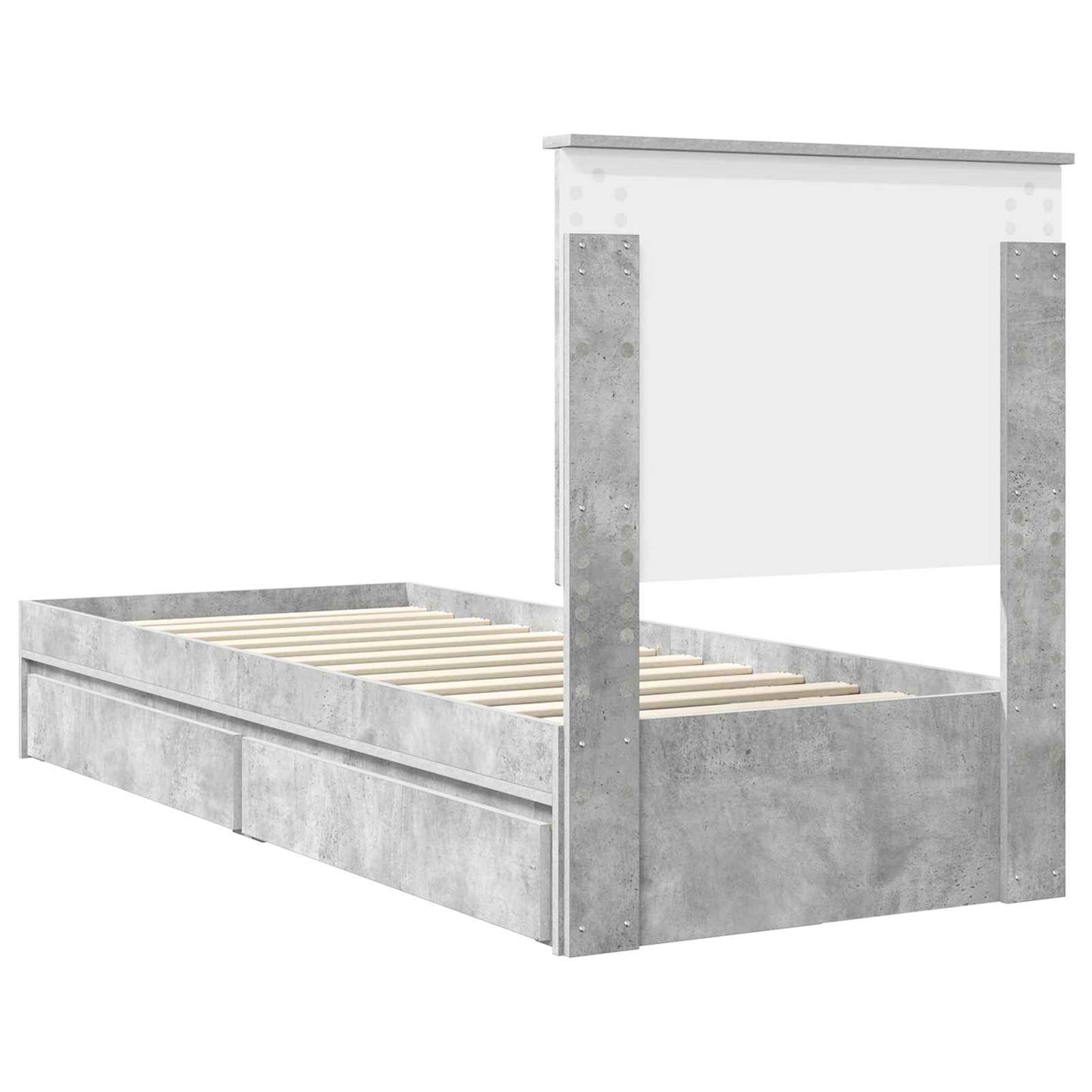 Opslag bed met hoofdeinde Beton Grijs 75 x 190 cm Bewerkt hout