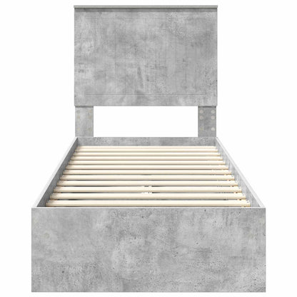 Opslag bed met hoofdeinde Beton Grijs 75 x 190 cm Bewerkt hout