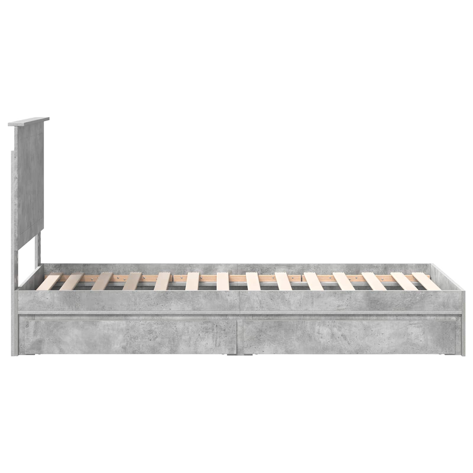 Opslag bed met hoofdeinde Beton Grijs 75 x 190 cm Bewerkt hout
