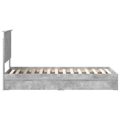 Opslag bed met hoofdeinde Beton Grijs 75 x 190 cm Bewerkt hout