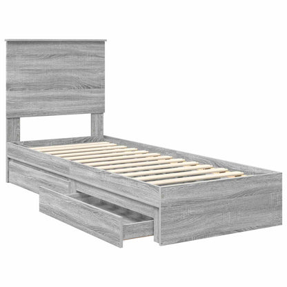 Opslag bed met hoofdeinde Grijs Sonoma 75 x 190 cm Bewerkt hout