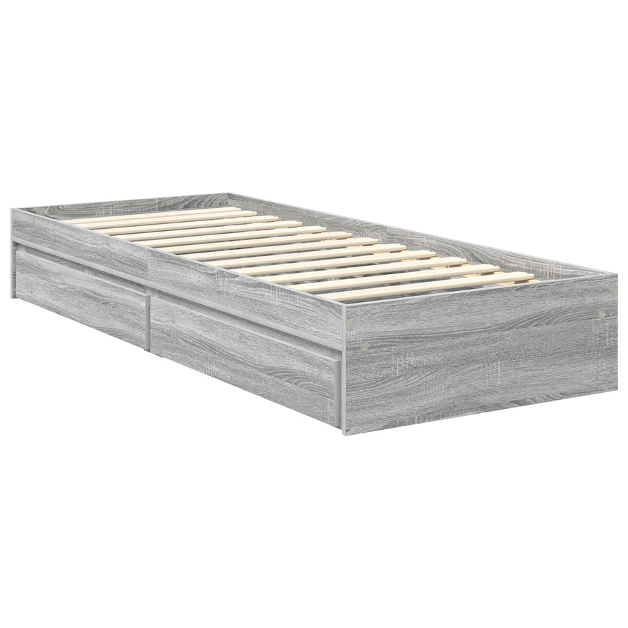 Opslag bed met hoofdeinde Grijs Sonoma 75 x 190 cm Bewerkt hout