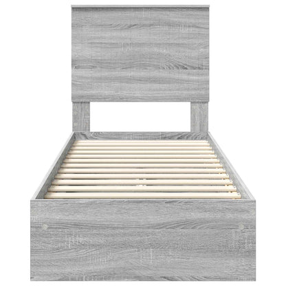 Opslag bed met hoofdeinde Grijs Sonoma 75 x 190 cm Bewerkt hout