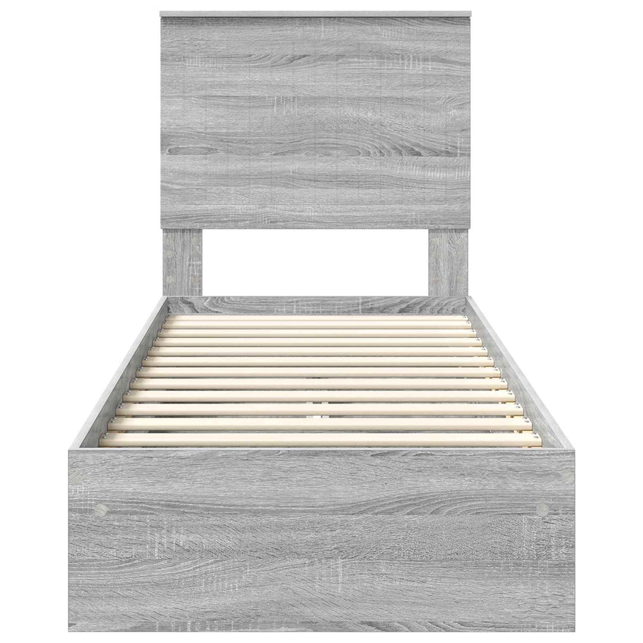 Opslag bed met hoofdeinde Grijs Sonoma 75 x 190 cm Bewerkt hout