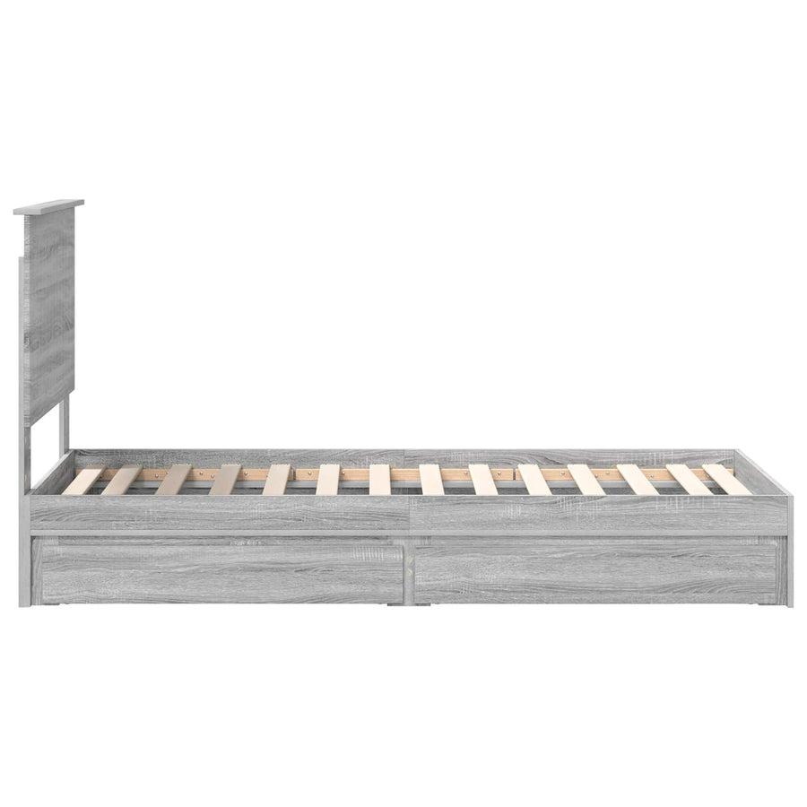 Opslag bed met hoofdeinde Grijs Sonoma 75 x 190 cm Bewerkt hout