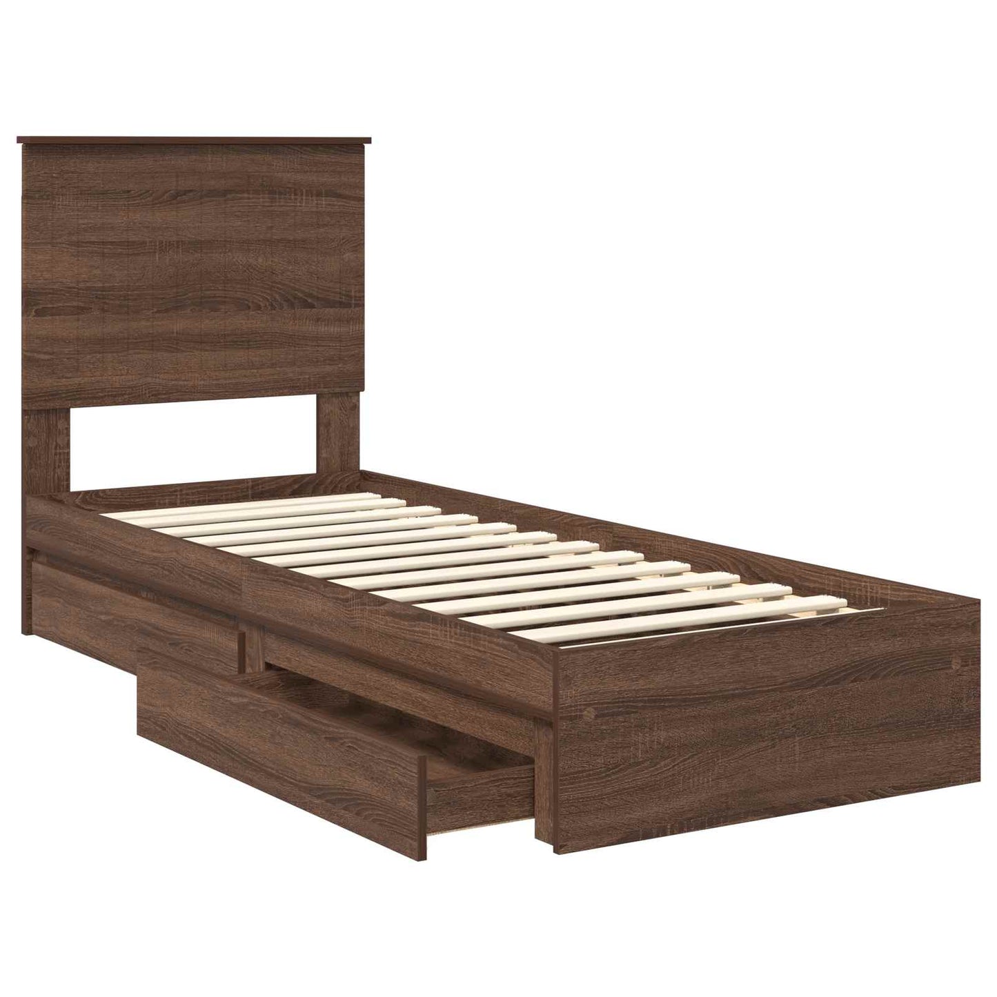 Opslag bed met hoofdeinde Bruin Eiken 75 x 190 cm Bewerkt hout