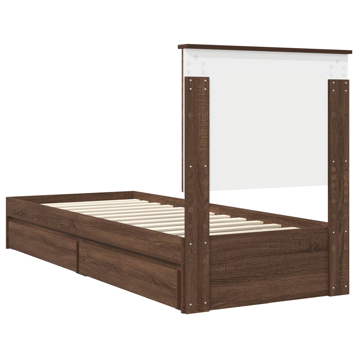 Opslag bed met hoofdeinde Bruin Eiken 75 x 190 cm Bewerkt hout