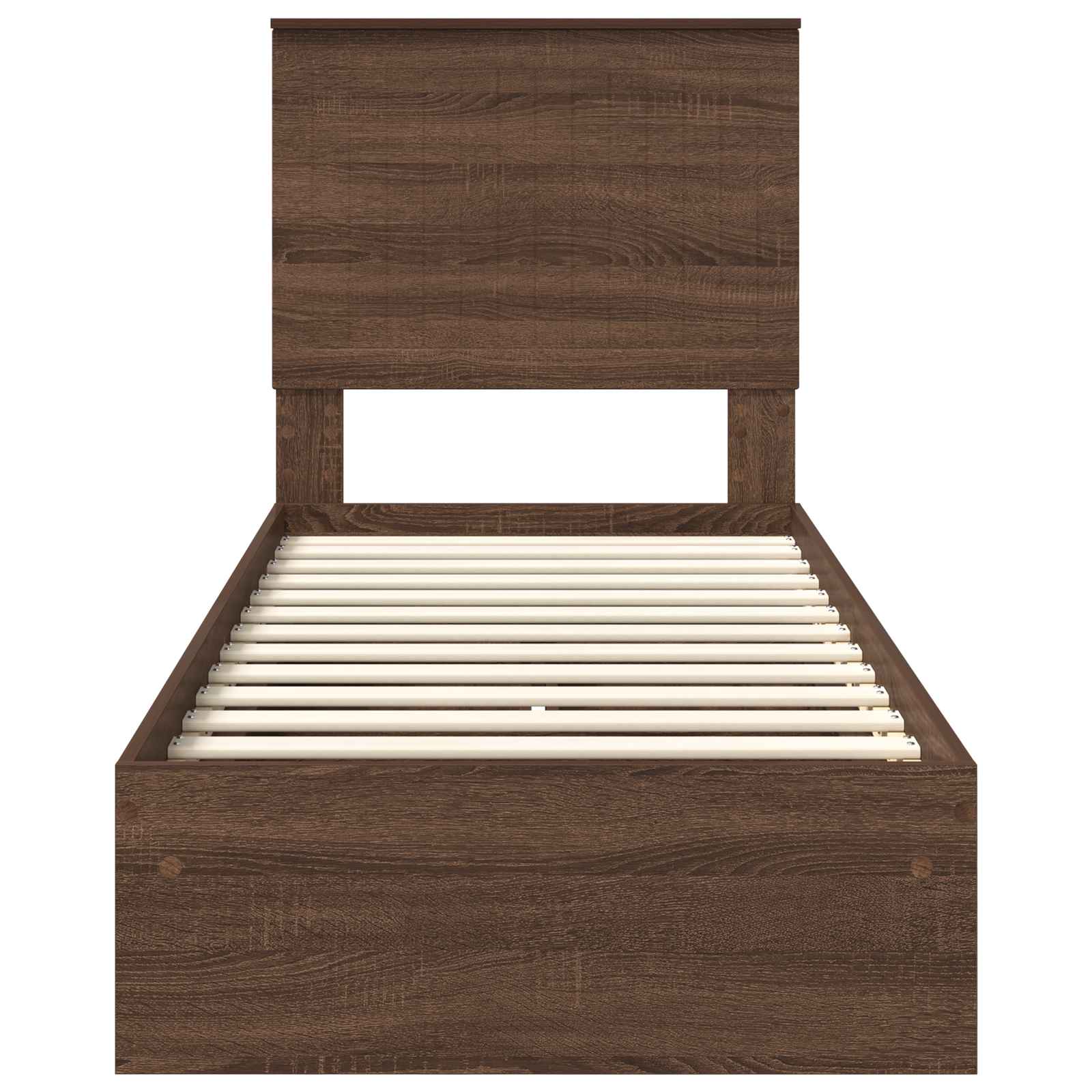 Opslag bed met hoofdeinde Bruin Eiken 75 x 190 cm Bewerkt hout