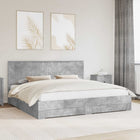 Bed Frame with Headboard Concrete Grey 200 x 200 cm Engineered Wood