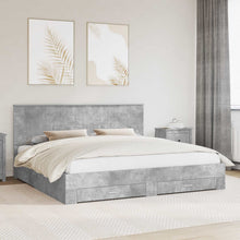 Bedframe met hoofdeinde Beton Grijs 200 x 200 cm Bewerkt hout