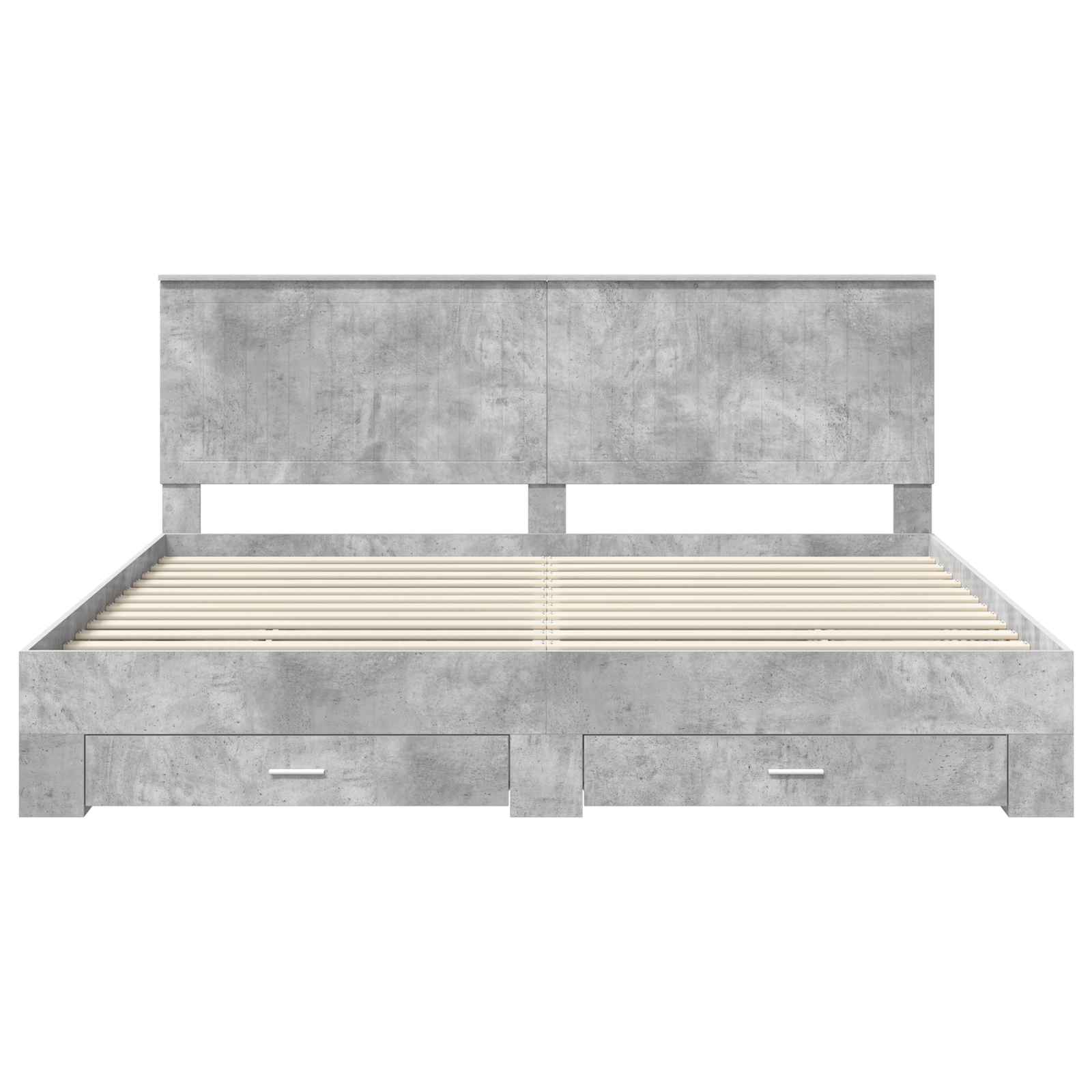 Bedframe met hoofdeinde Beton Grijs 200 x 200 cm Bewerkt hout