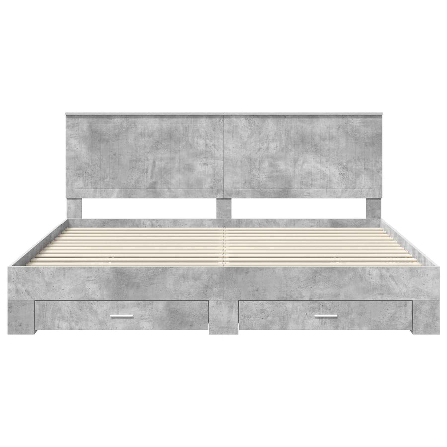 Bedframe met hoofdeinde Beton Grijs 200 x 200 cm Bewerkt hout