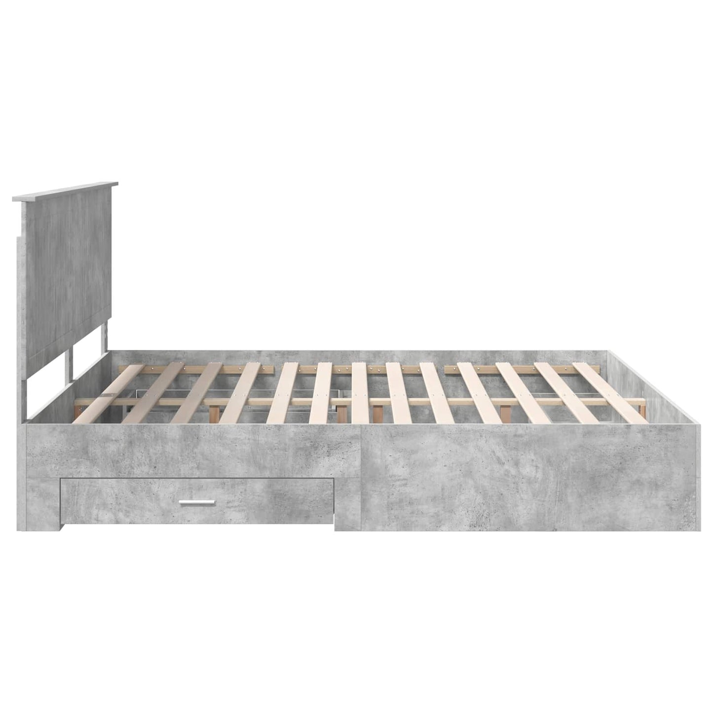 Bedframe met hoofdeinde Beton Grijs 200 x 200 cm Bewerkt hout