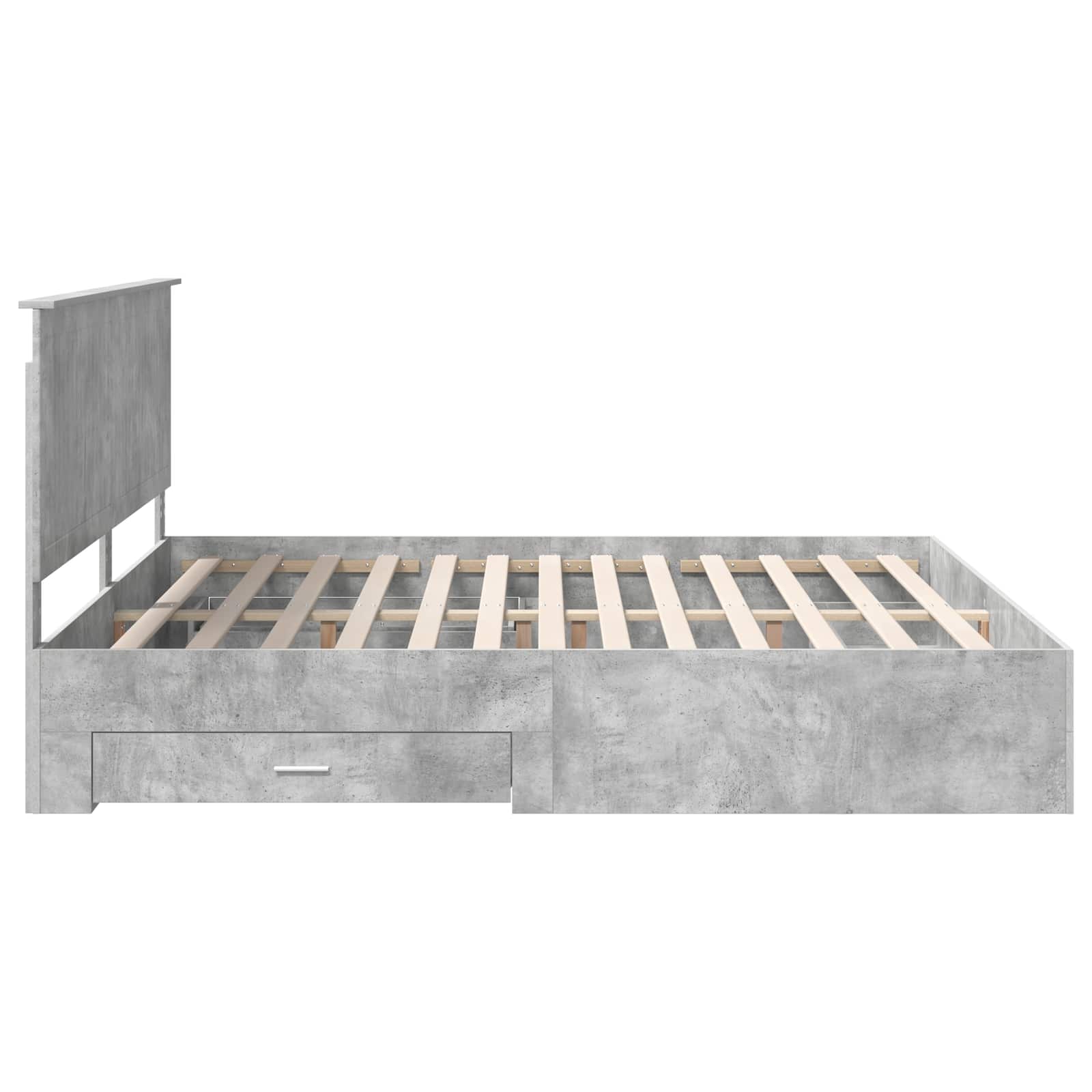 Bedframe met hoofdeinde Beton Grijs 200 x 200 cm Bewerkt hout