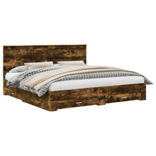 Bedframe met hoofdeinde Gerookt eiken 200 x 200 cm Bewerkt hout