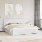Bed frame with headboard with drawer White 180 x 200 cm Engineered wood