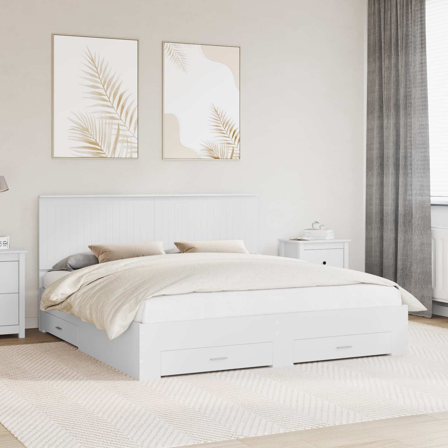 Bedframe met hoofdeinde met lade Wit 180 x 200 cm Bewerkt hout
