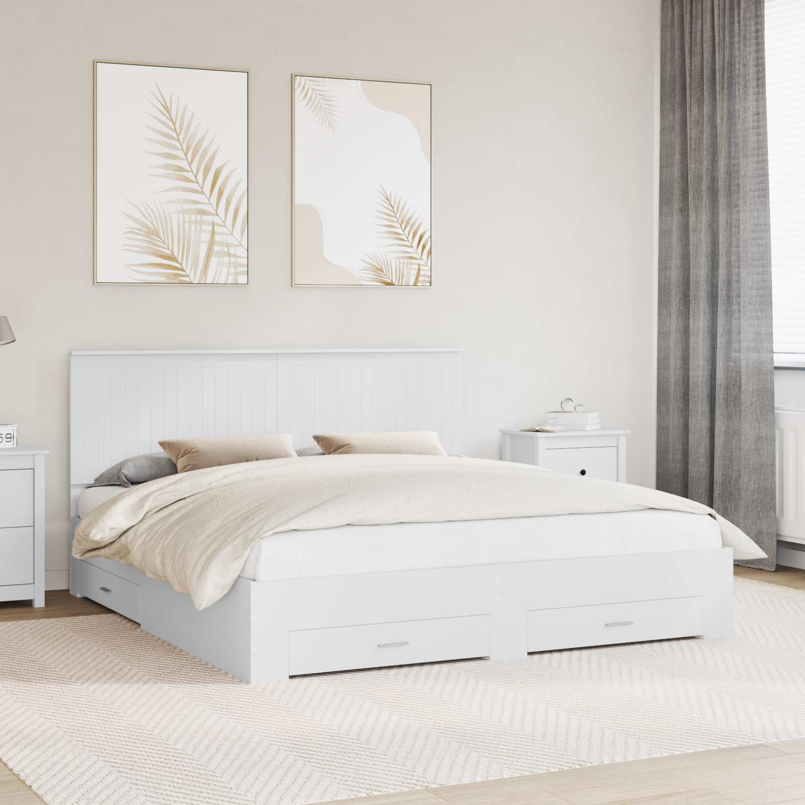 Bedframe met hoofdeinde met lade Wit 180 x 200 cm Bewerkt hout