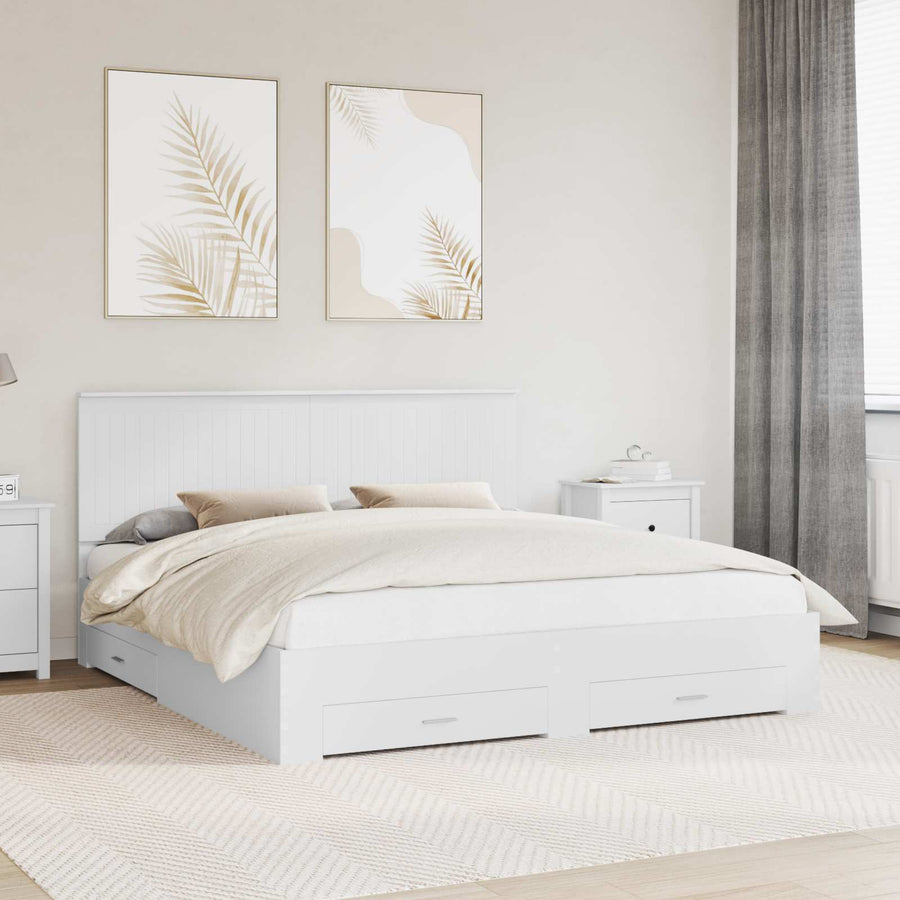 Bedframe met hoofdeinde met lade Wit 180 x 200 cm Bewerkt hout