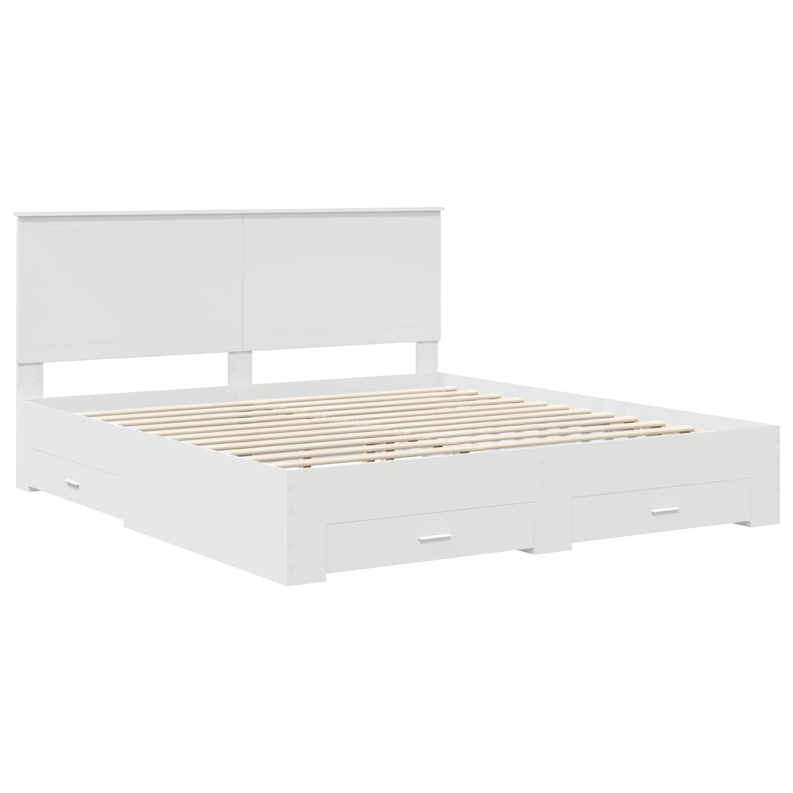 Bedframe met hoofdeinde met lade Wit 180 x 200 cm Bewerkt hout