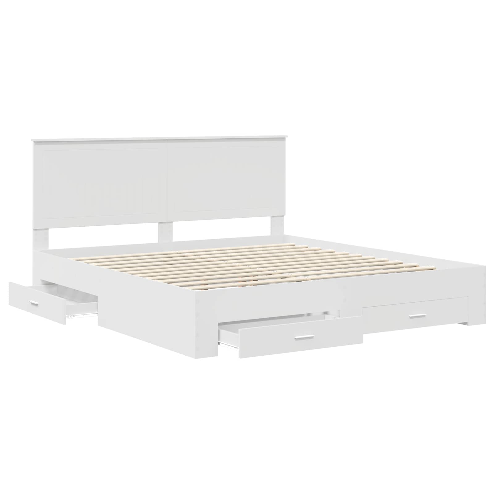 Bedframe met hoofdeinde met lade Wit 180 x 200 cm Bewerkt hout
