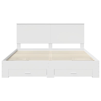 Bedframe met hoofdeinde met lade Wit 180 x 200 cm Bewerkt hout