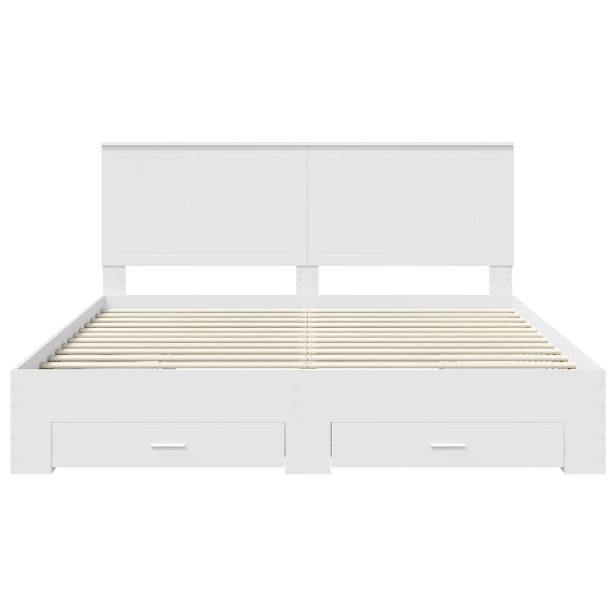 Bedframe met hoofdeinde met lade Wit 180 x 200 cm Bewerkt hout