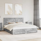 Bedframe 180x200 cm beton grijs met hoofdeinde
