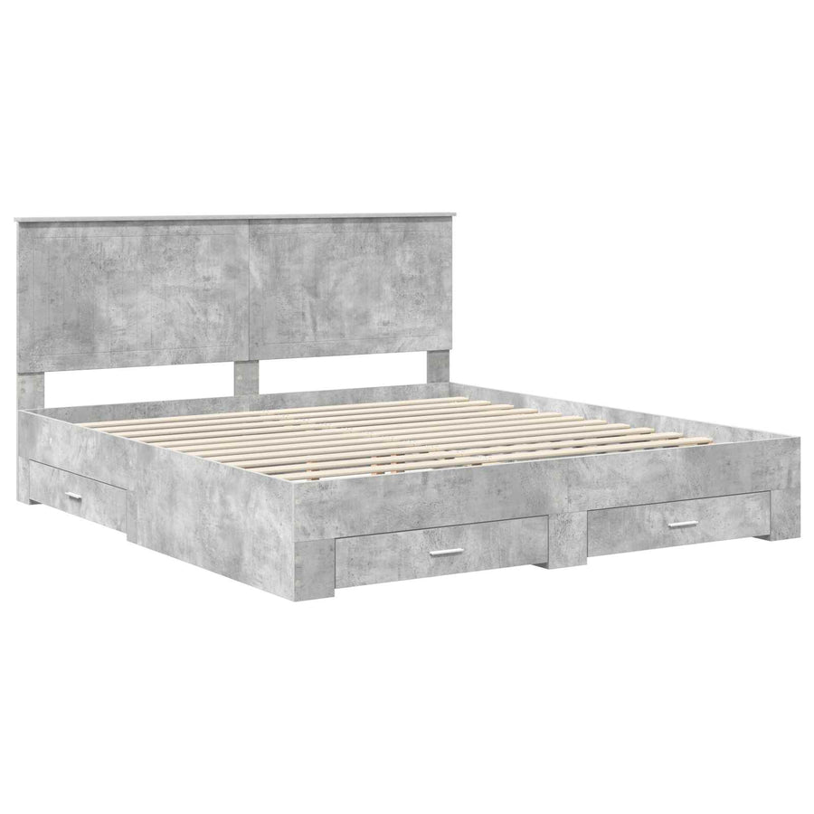 Bedframe met hoofdeinde Beton Grijs 180 x 200 cm Bewerkt hout