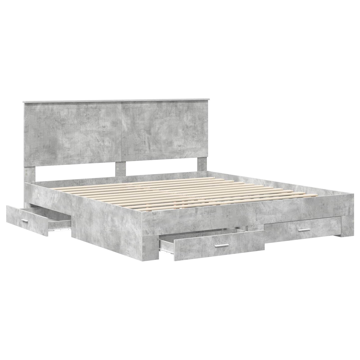 Bedframe met hoofdeinde Beton Grijs 180 x 200 cm Bewerkt hout