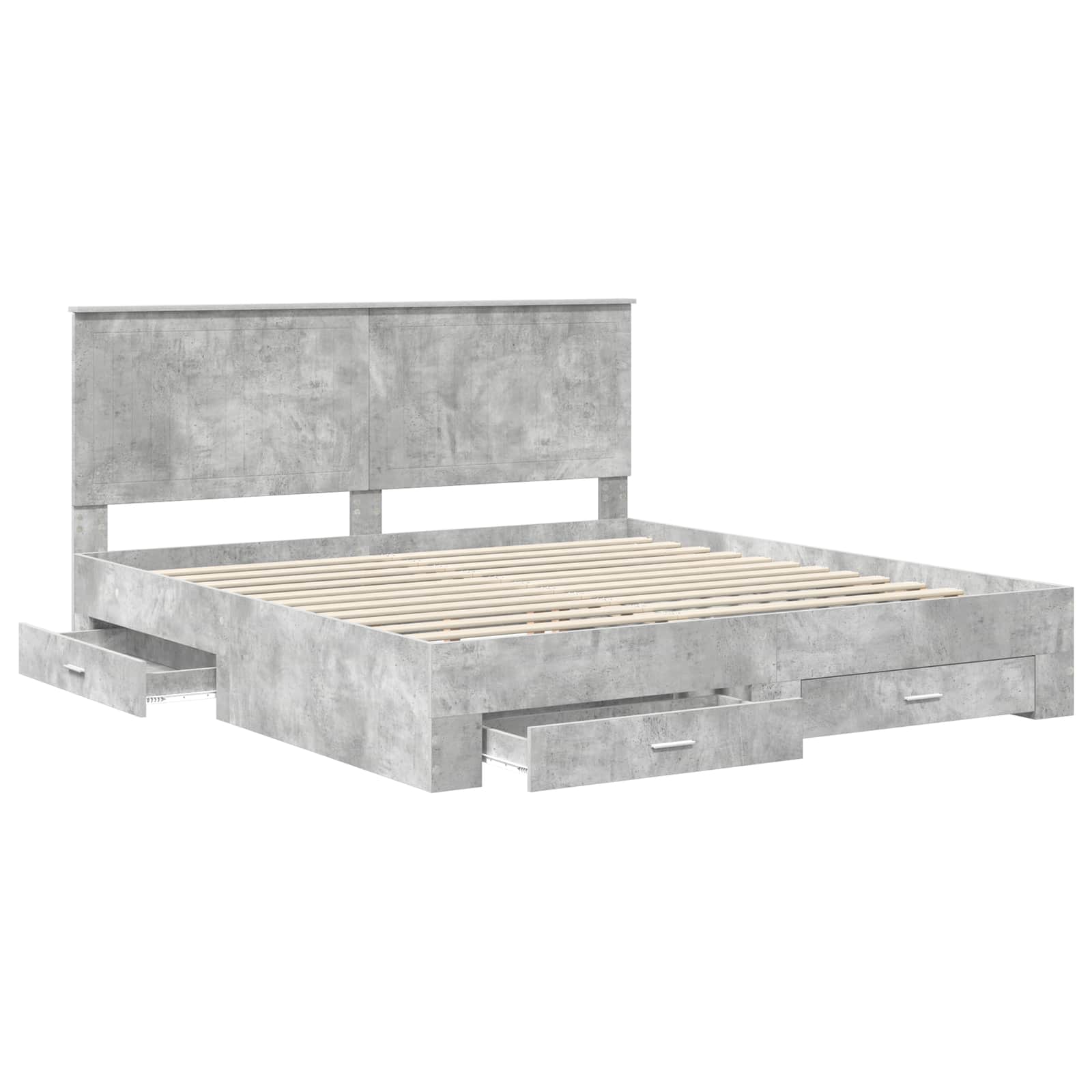Bedframe met hoofdeinde Beton Grijs 180 x 200 cm Bewerkt hout