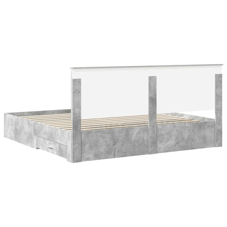 Bedframe met hoofdeinde Beton Grijs 180 x 200 cm Bewerkt hout