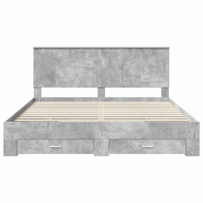 Bedframe met hoofdeinde Beton Grijs 180 x 200 cm Bewerkt hout
