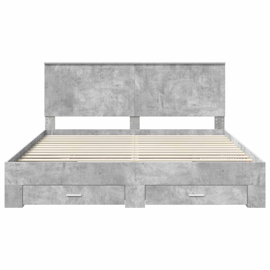 Bedframe met hoofdeinde Beton Grijs 180 x 200 cm Bewerkt hout