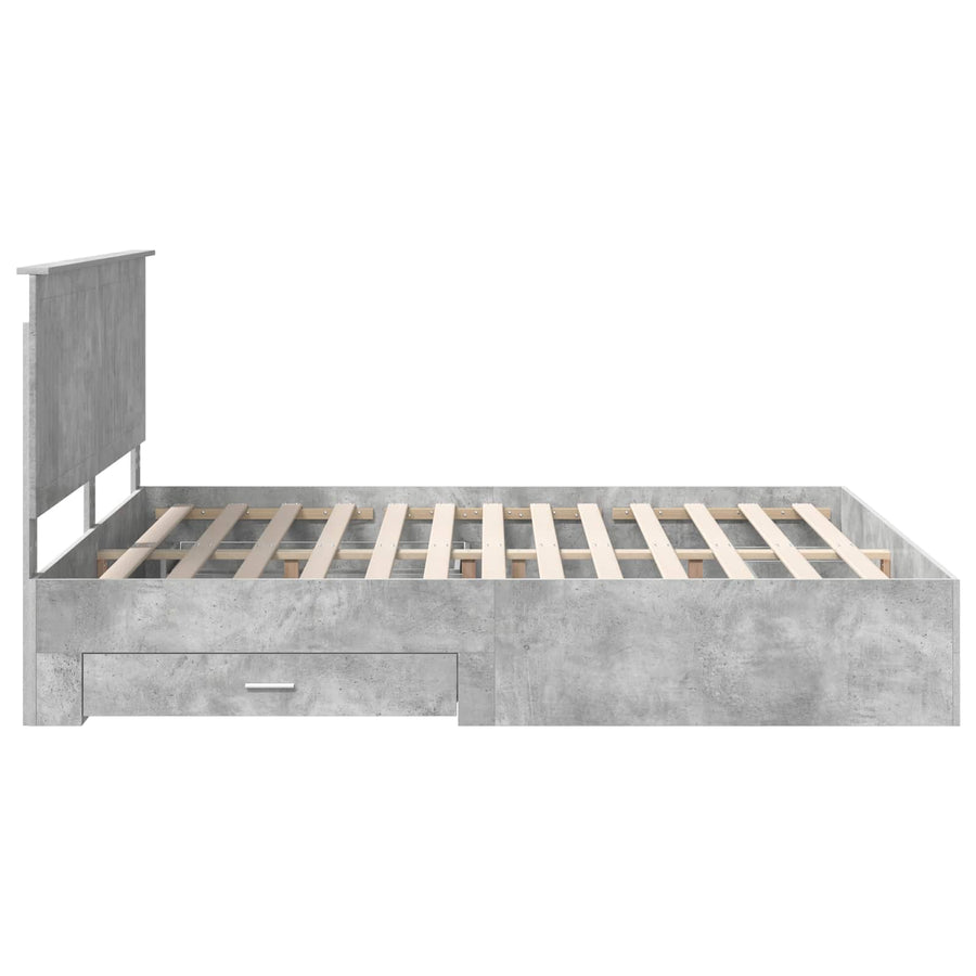 Bedframe met hoofdeinde Beton Grijs 180 x 200 cm Bewerkt hout