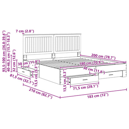 Bedframe met hoofdeinde Beton Grijs 180 x 200 cm Bewerkt hout