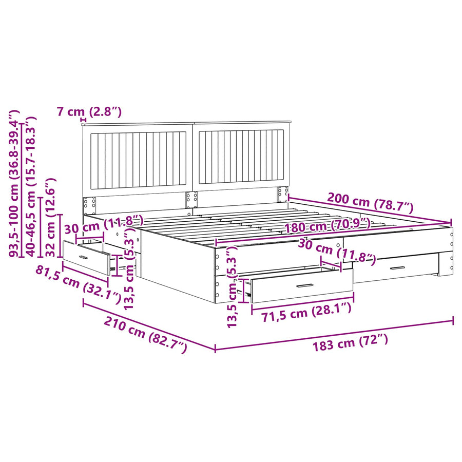Bedframe met hoofdeinde Beton Grijs 180 x 200 cm Bewerkt hout