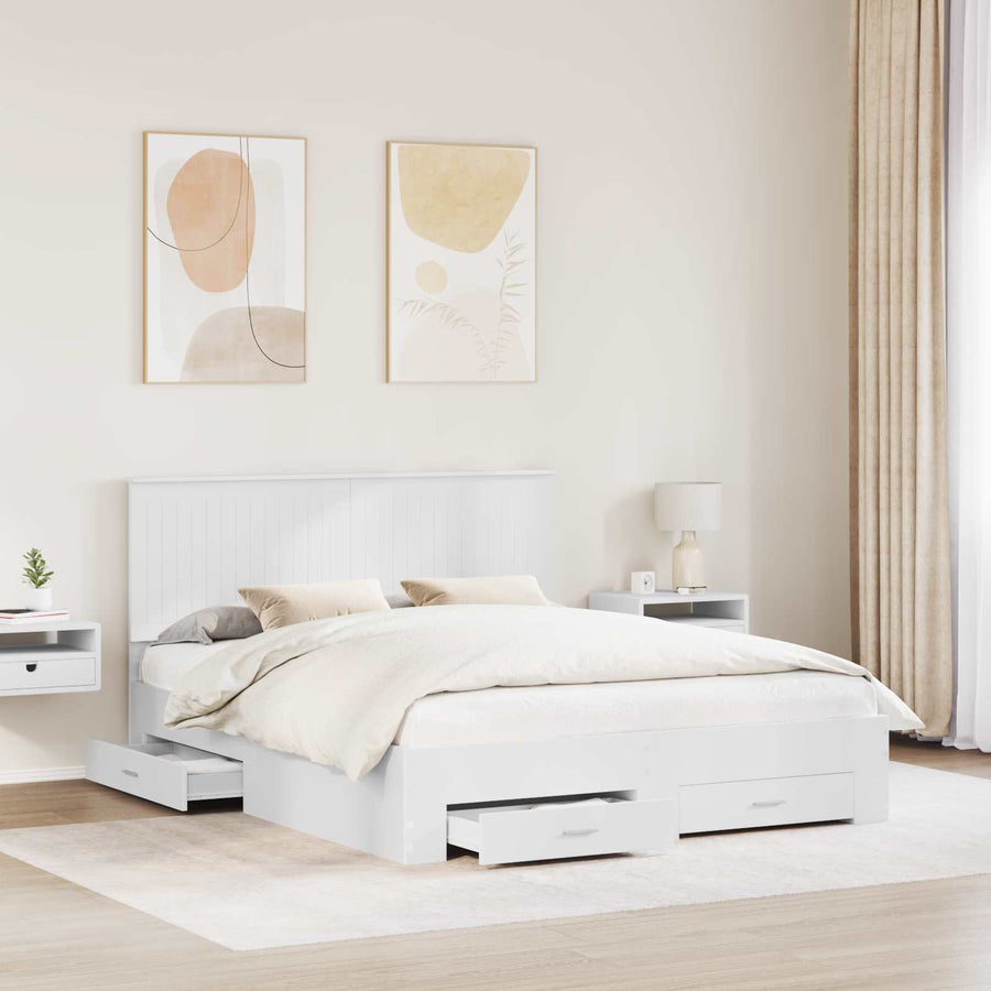 Bedframe met hoofdeinde met lade Wit 160 x 200 cm Bewerkt hout