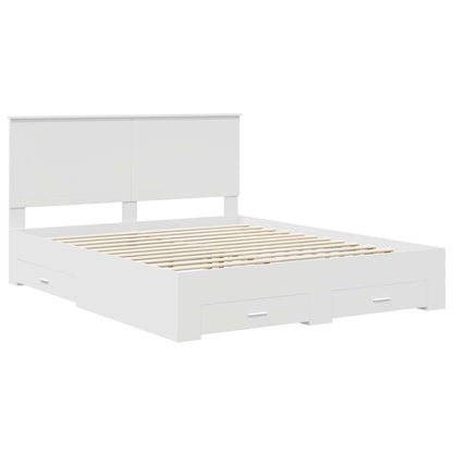 Bedframe met hoofdeinde met lade Wit 160 x 200 cm Bewerkt hout