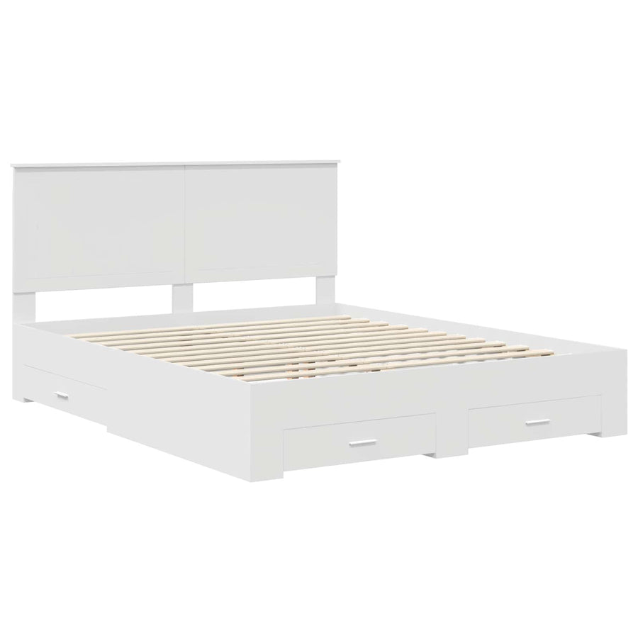 Bedframe met hoofdeinde met lade Wit 160 x 200 cm Bewerkt hout