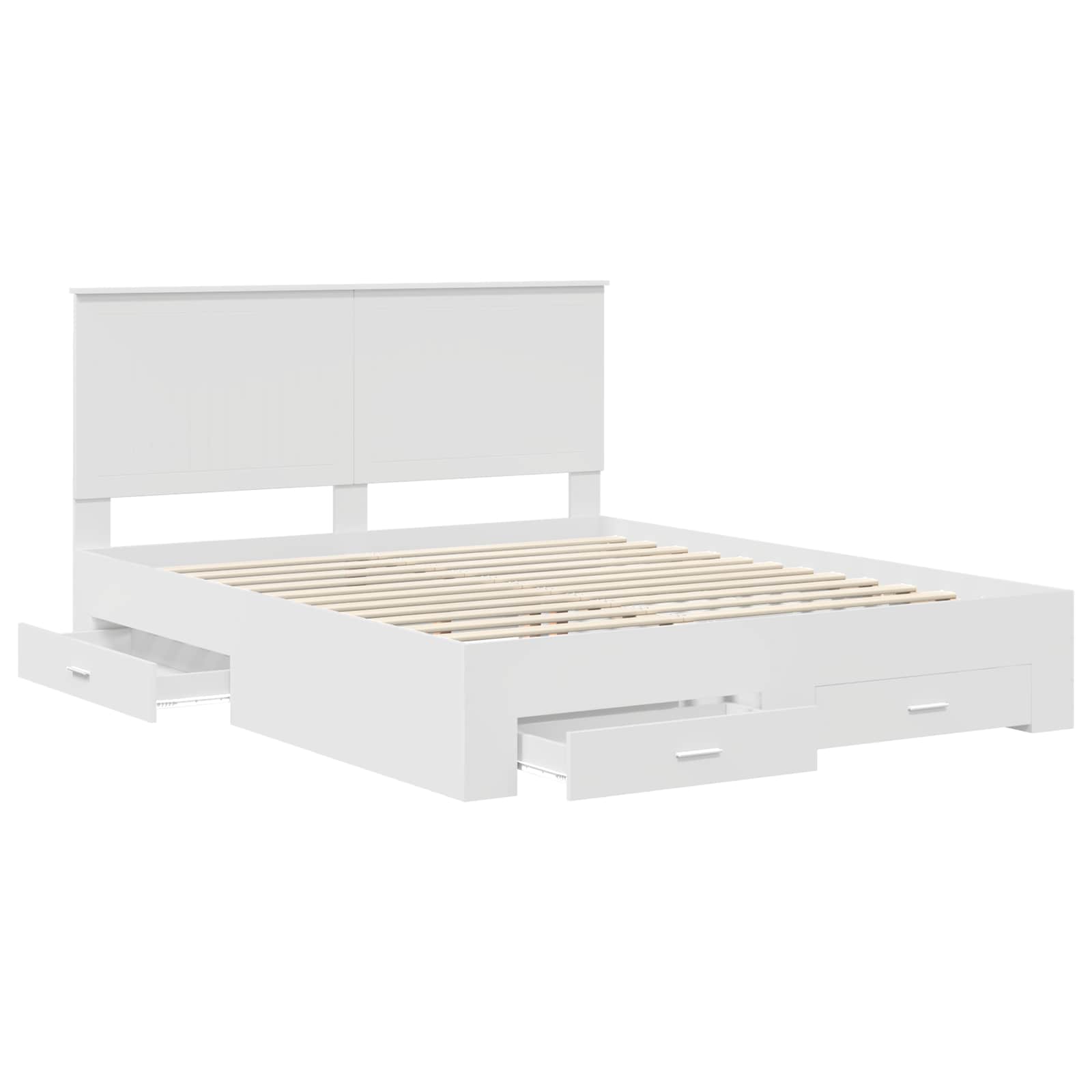 Bedframe met hoofdeinde met lade Wit 160 x 200 cm Bewerkt hout