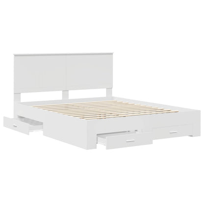 Bedframe met hoofdeinde met lade Wit 160 x 200 cm Bewerkt hout