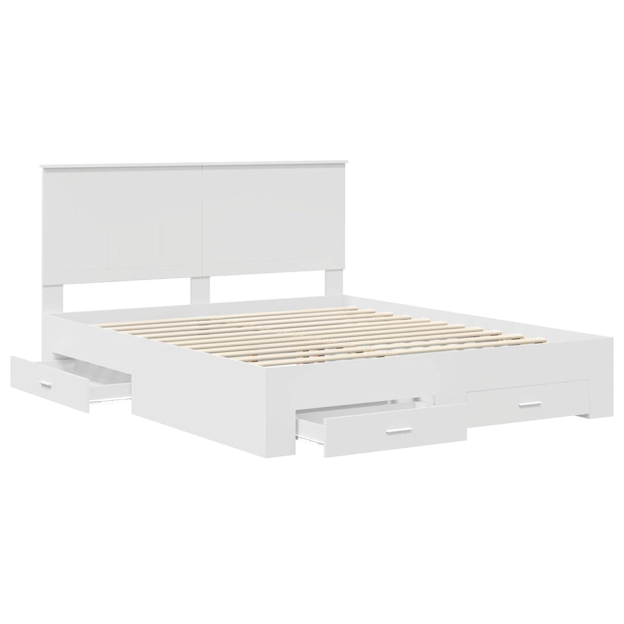 Bedframe met hoofdeinde met lade Wit 160 x 200 cm Bewerkt hout