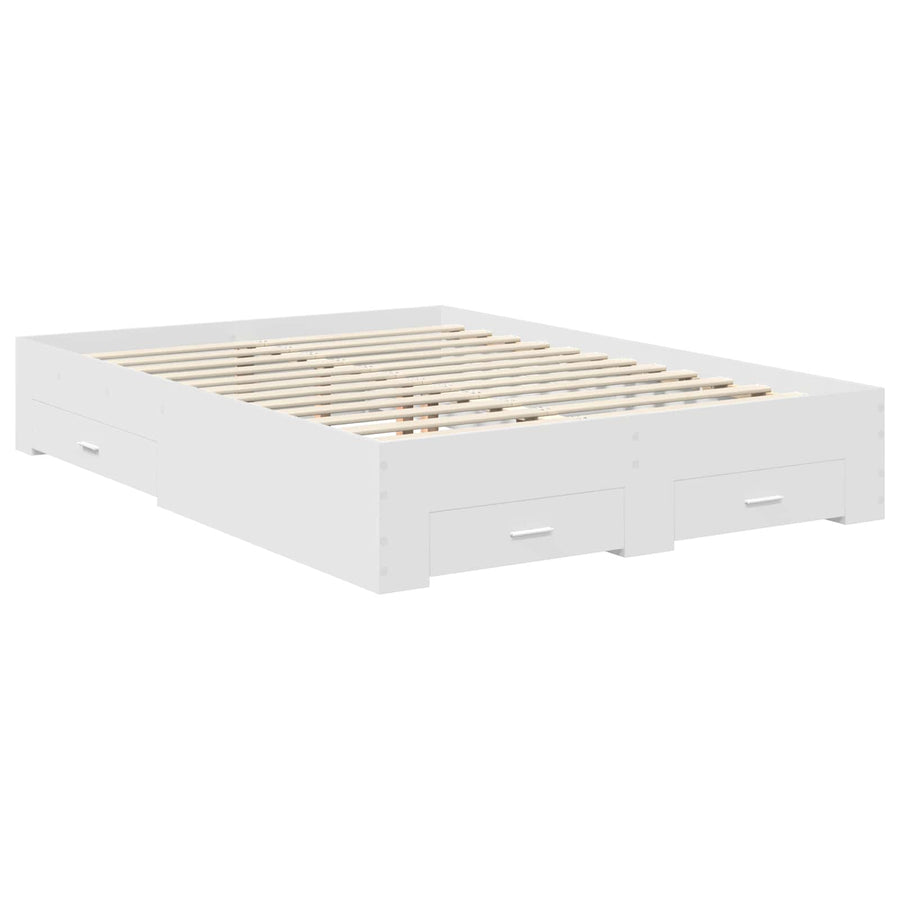 Bedframe met hoofdeinde met lade Wit 160 x 200 cm Bewerkt hout