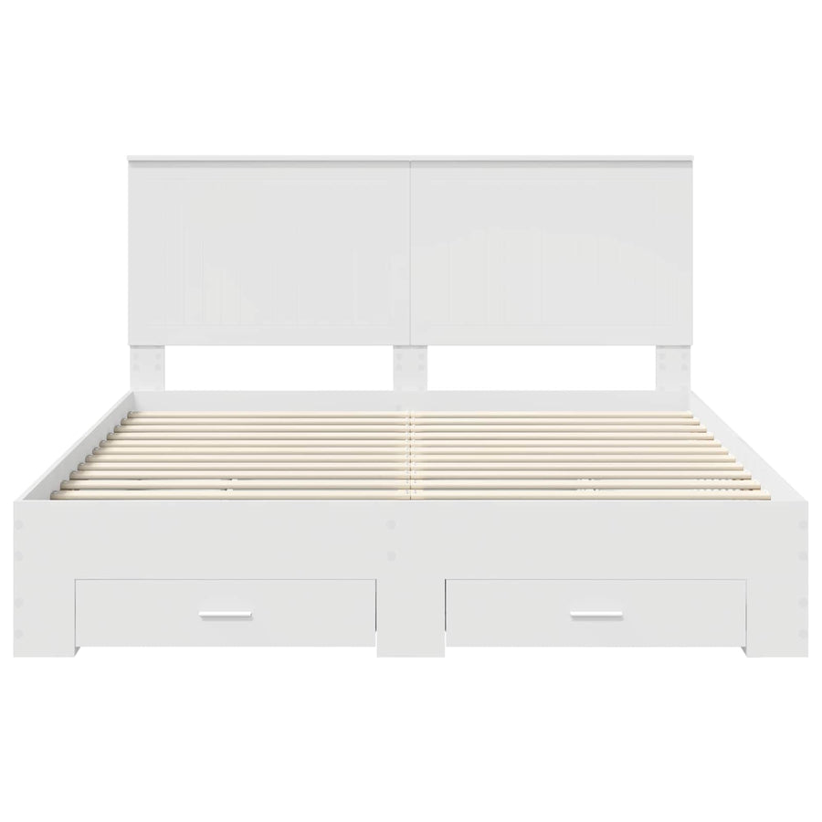 Bedframe met hoofdeinde met lade Wit 160 x 200 cm Bewerkt hout