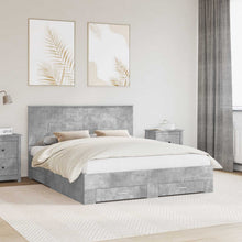 Bedframe met hoofdeinde Beton Grijs 160 x 200 cm Bewerkt hout