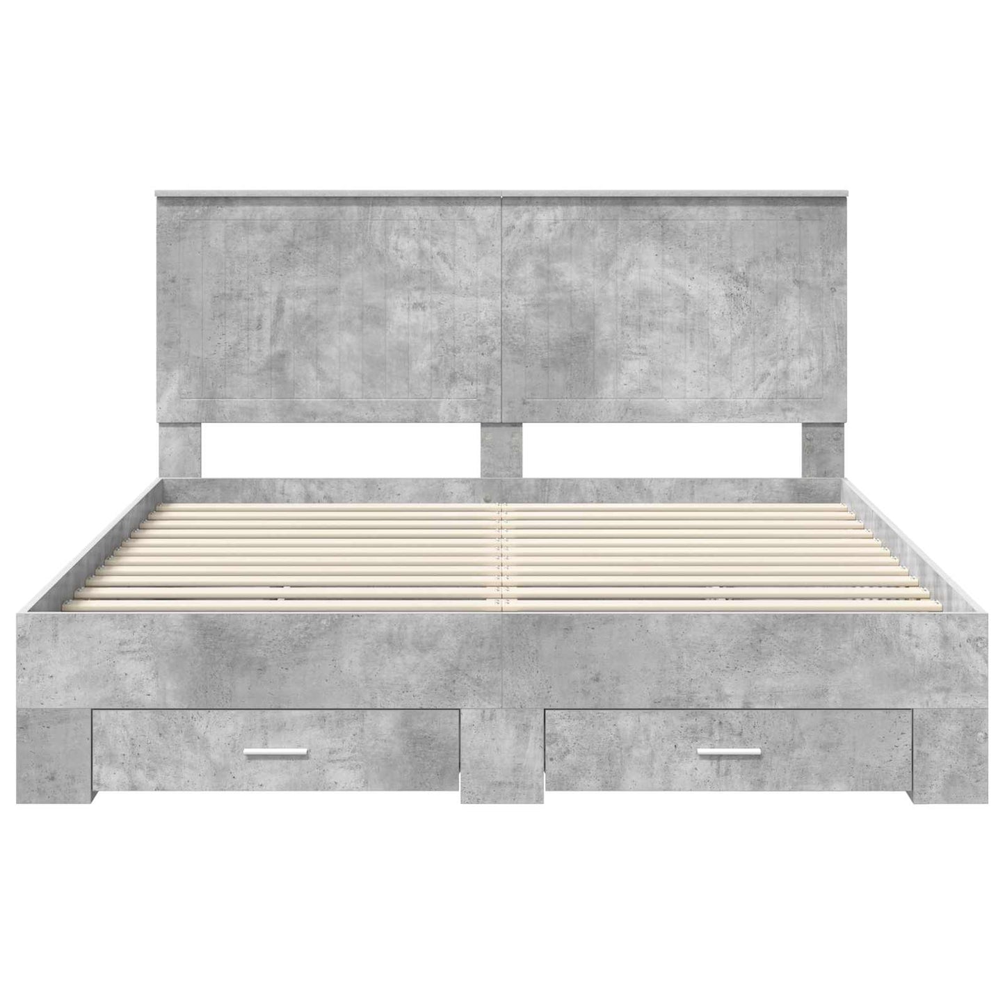 Bedframe met hoofdeinde Beton Grijs 160 x 200 cm Bewerkt hout