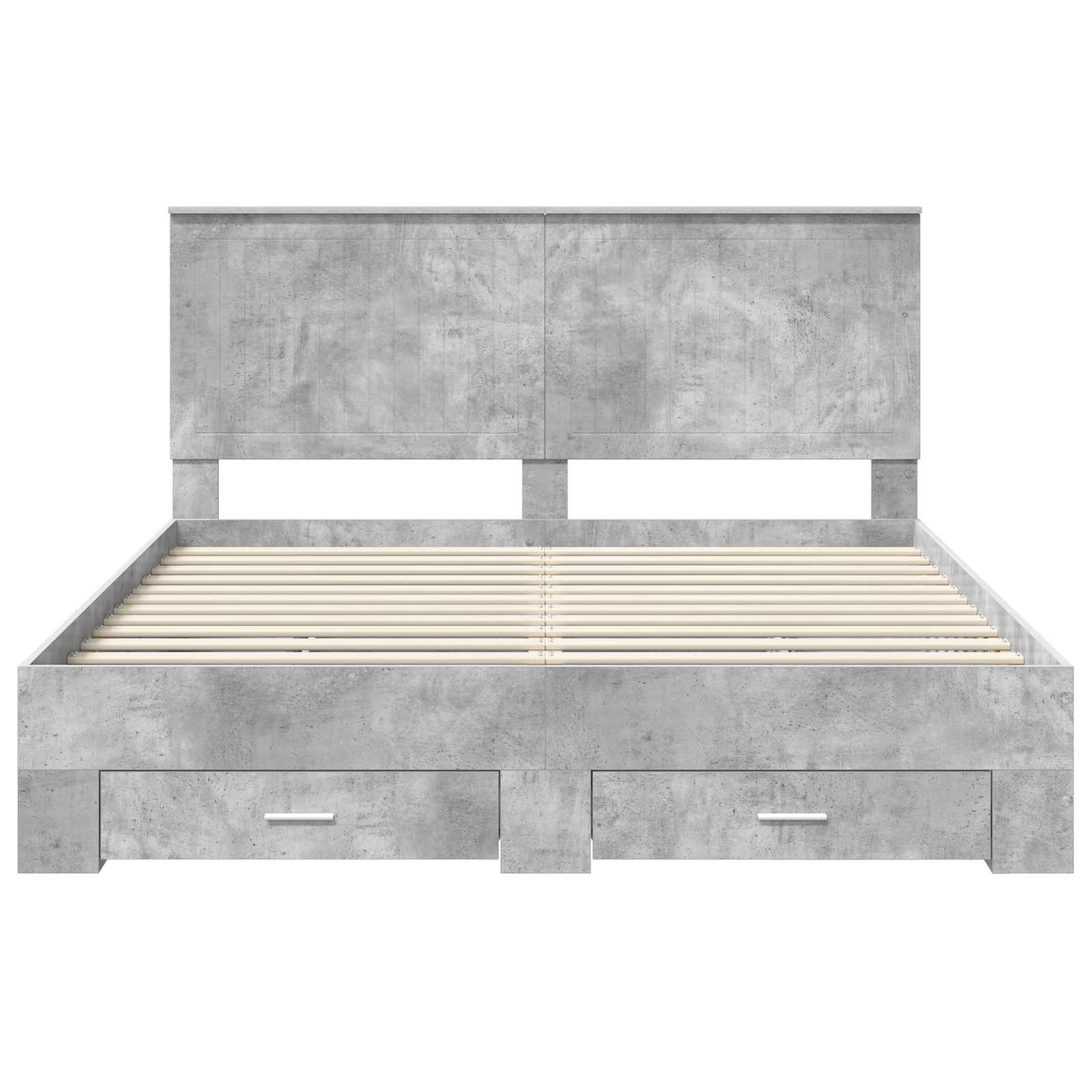 Bedframe met hoofdeinde Beton Grijs 160 x 200 cm Bewerkt hout