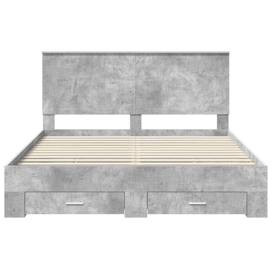 Bedframe met hoofdeinde Beton Grijs 160 x 200 cm Bewerkt hout