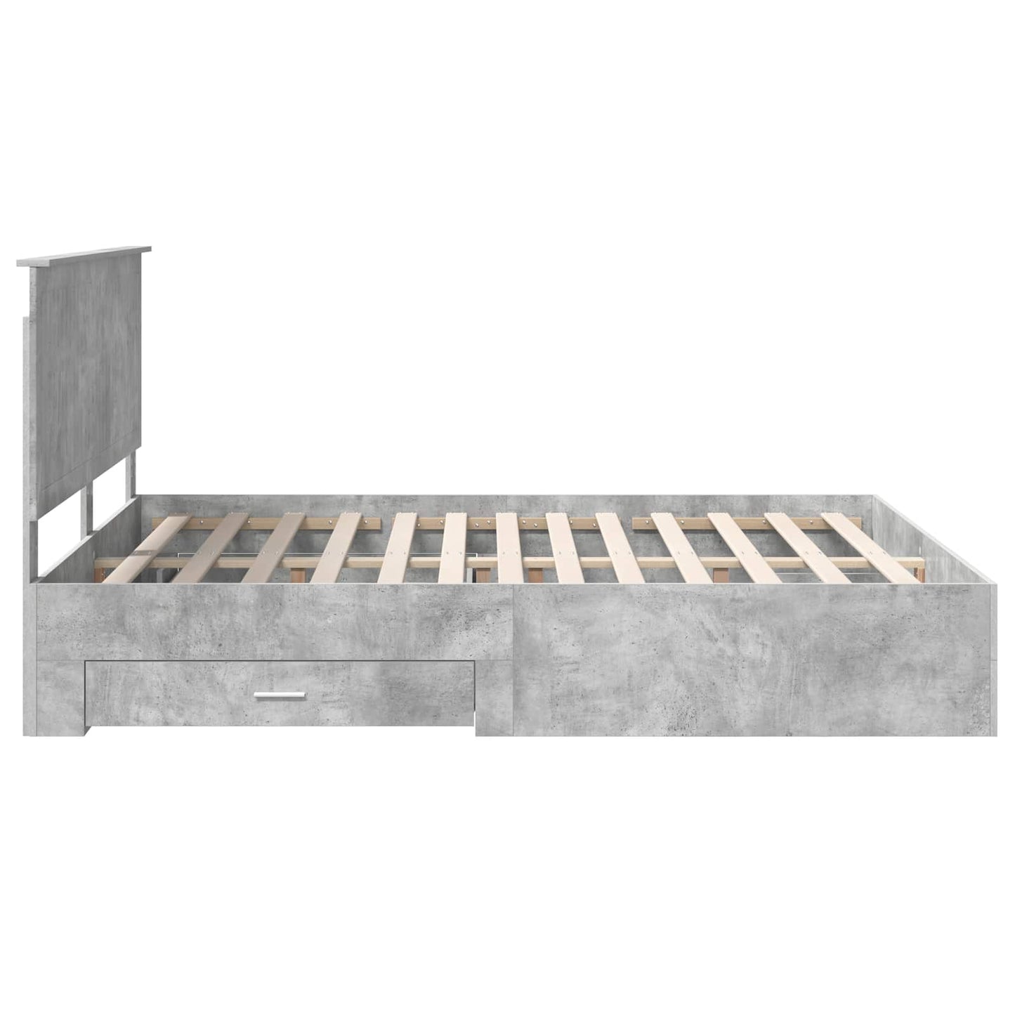 Bedframe met hoofdeinde Beton Grijs 160 x 200 cm Bewerkt hout